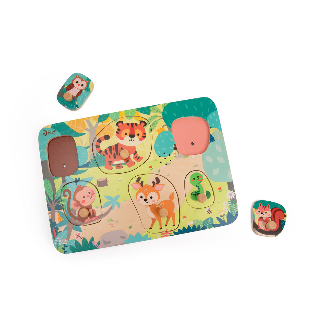 Classic World Wooden Peg Sound Puzzle – Jungle