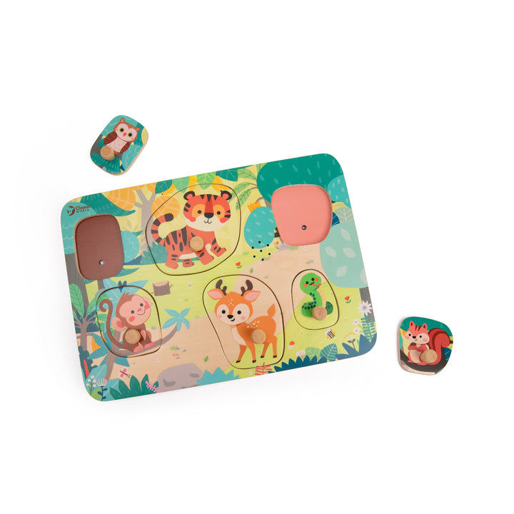 Classic World Wooden Peg Sound Puzzle – Jungle