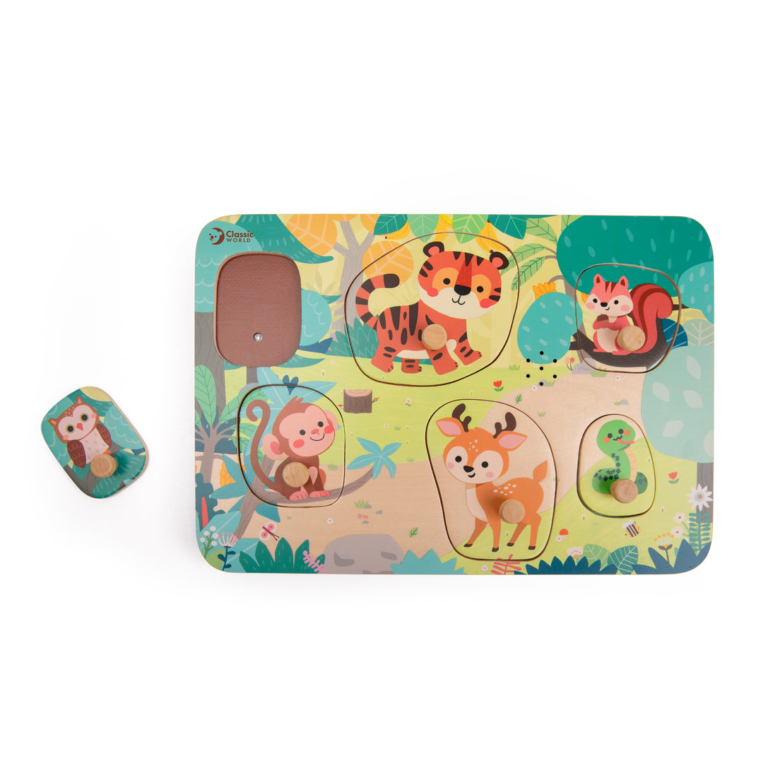 Classic World Wooden Peg Sound Puzzle – Jungle