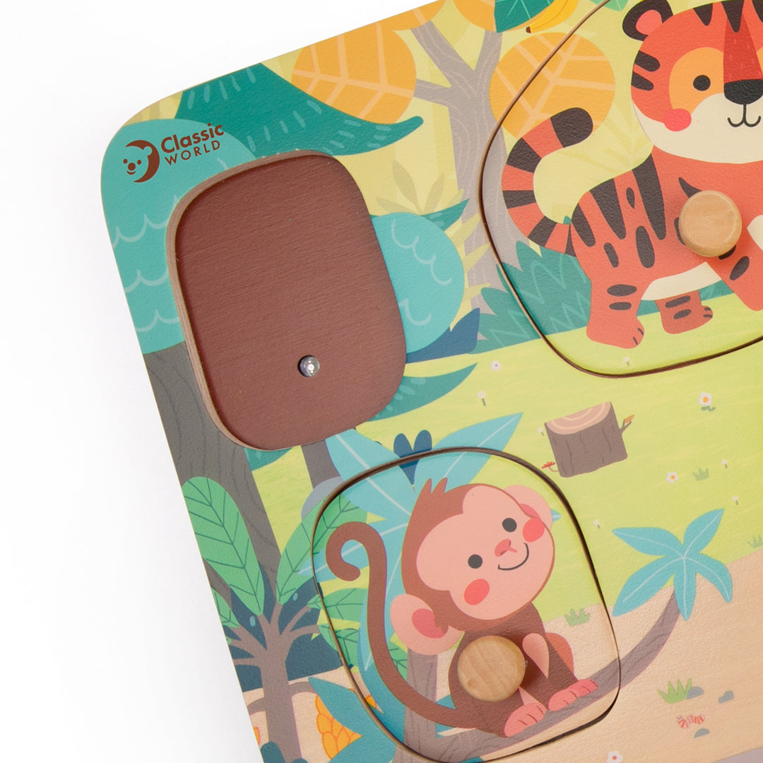 Classic World Wooden Peg Sound Puzzle – Jungle