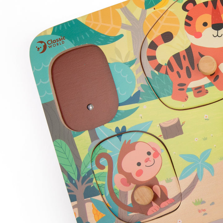 Classic World Wooden Peg Sound Puzzle – Jungle