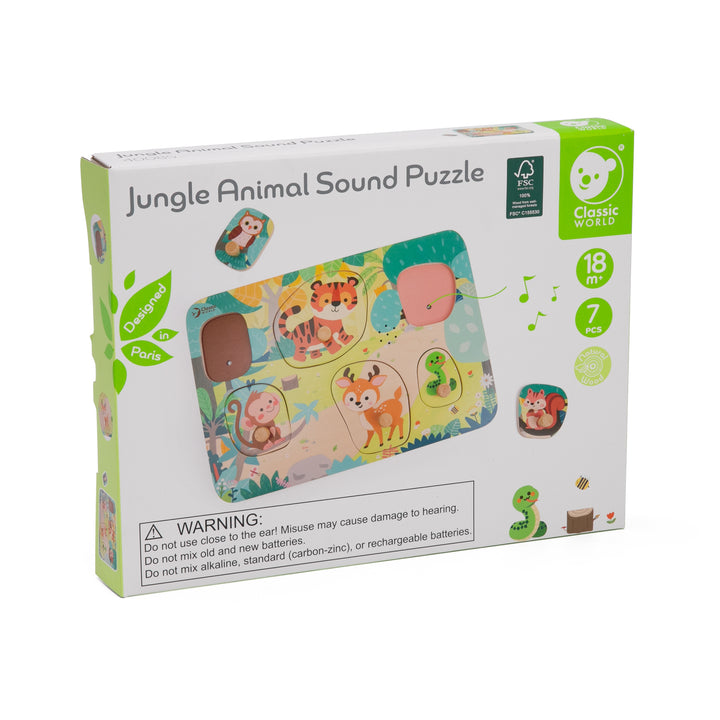 Classic World Wooden Peg Sound Puzzle – Jungle