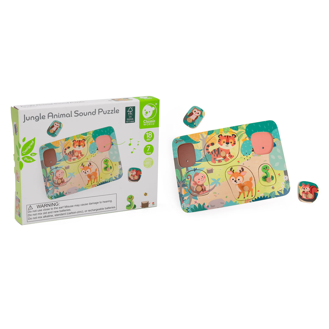 Classic World Wooden Peg Sound Puzzle – Jungle