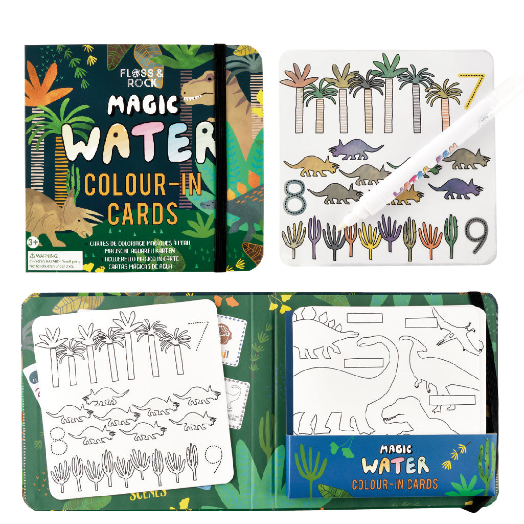 Floss &amp; Rock Magic Colour Changing Water Cards – Dinosaur