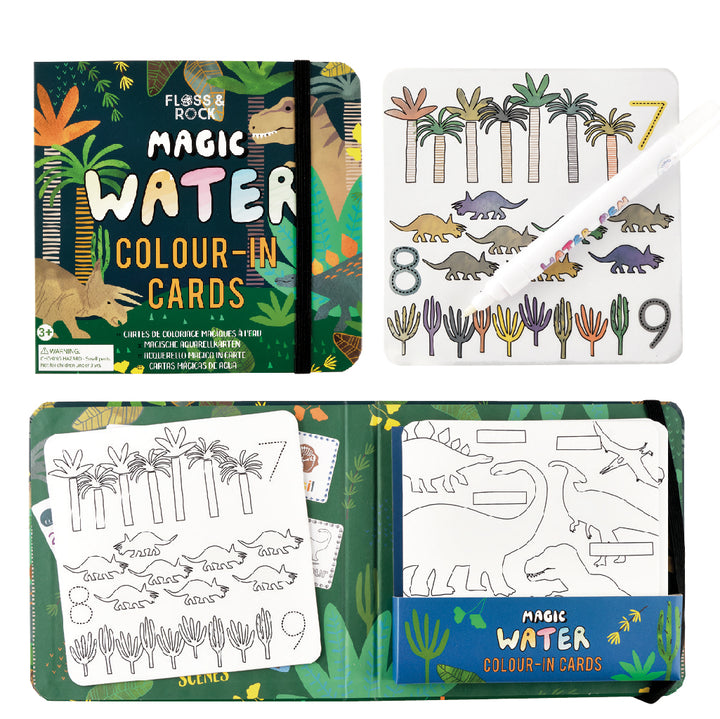 Floss &amp; Rock Magic Colour Changing Water Cards – Dinosaur