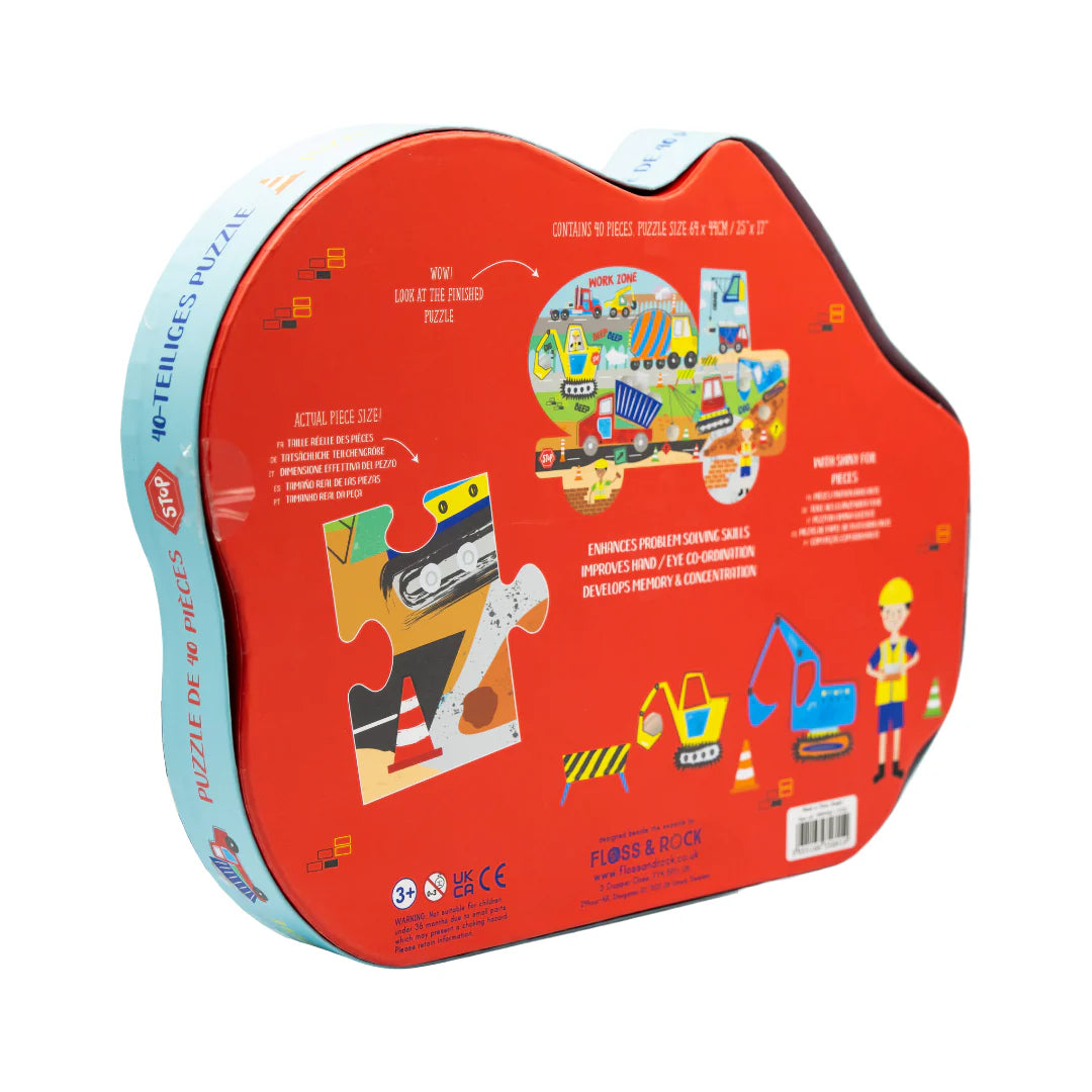 Floss &amp; Rock Construction Truck Shaped Puzzle – 40 Piece