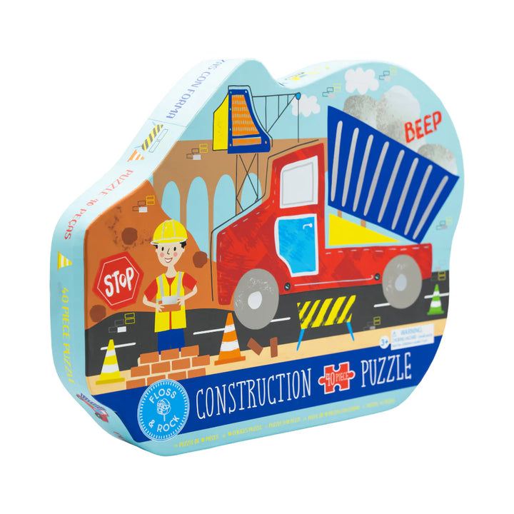 Floss &amp; Rock Construction Truck Shaped Puzzle – 40 Piece