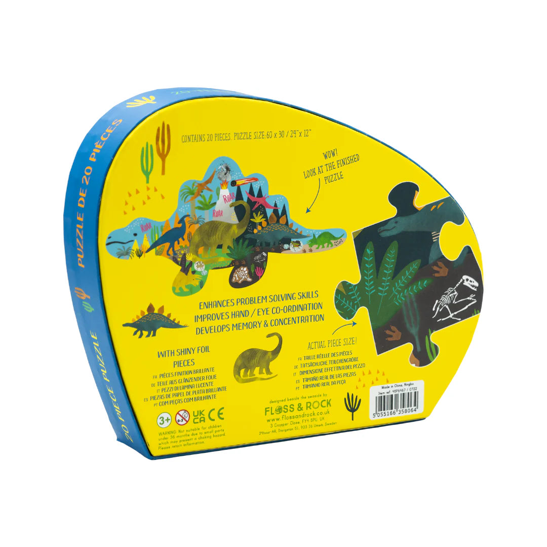 Floss &amp; Rock Dinosaur Shaped Puzzle – 20 Piece