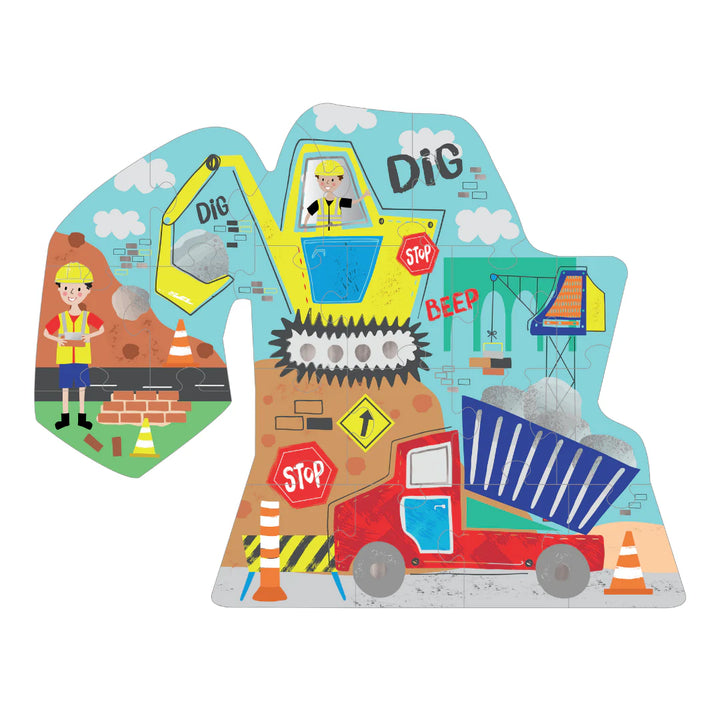 Floss &amp; Rock Construction Digger Shaped Puzzle – 20 Piece