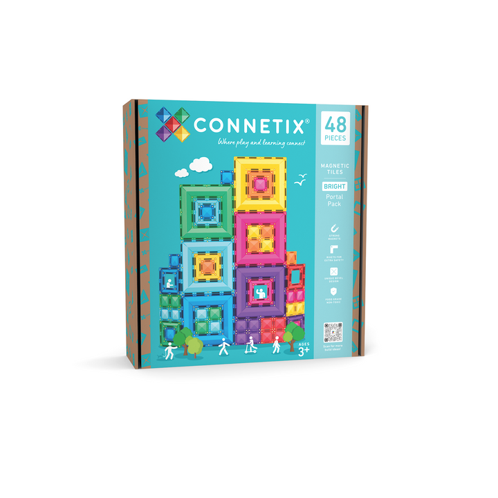 Connetix Tiles Magnetic Building Tiles Bright Portal Pack – 48 Piece