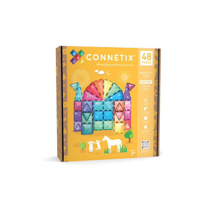 Connetix Tiles Magnetic Building Tiles Glitter Castle Pack – 48 Piece
