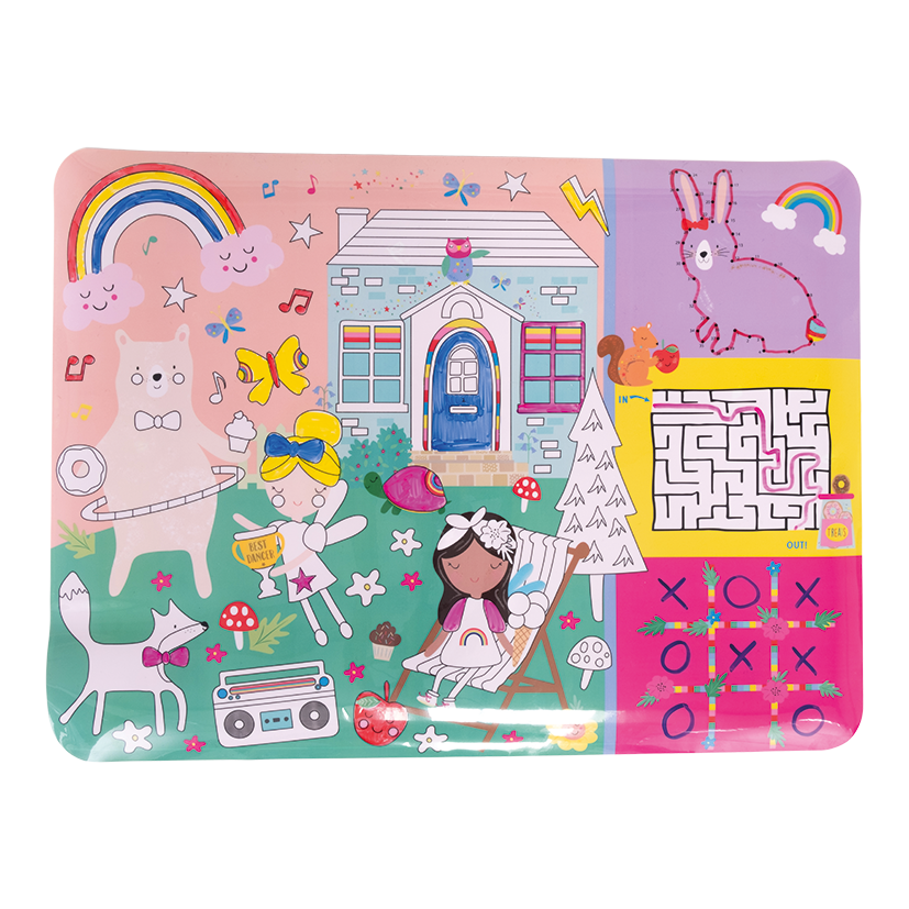 Floss & Rock Colouring Fun & Games Mat – Rainbow Fairy