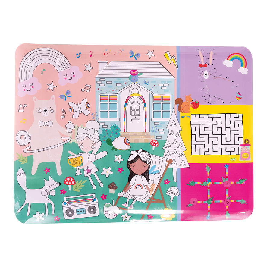 Floss & Rock Colouring Fun & Games Mat – Rainbow Fairy