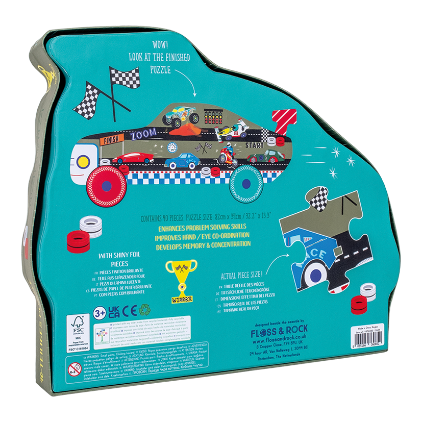 Floss &amp; Rock Cars Shaped Puzzle – 40 Piece