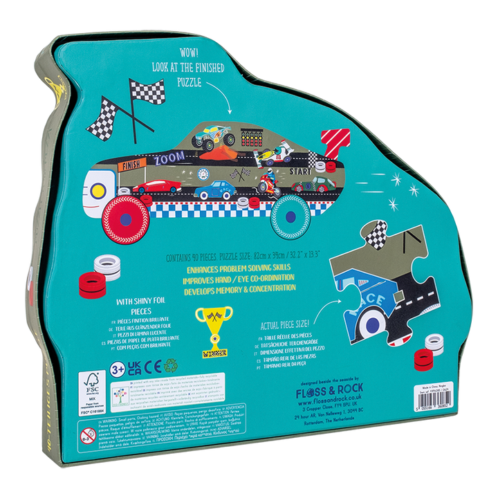 Floss &amp; Rock Cars Shaped Puzzle – 40 Piece