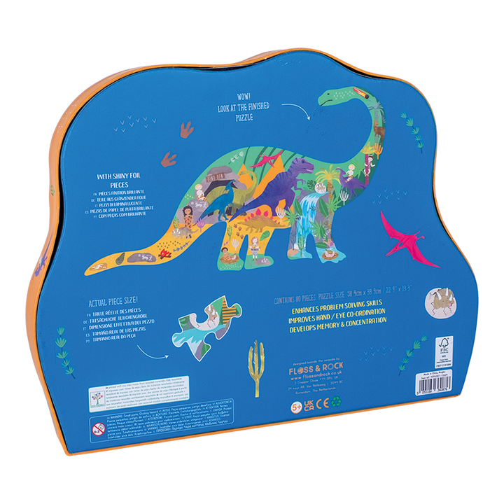 Floss &amp; Rock Dino Shaped Puzzle – 80 Piece