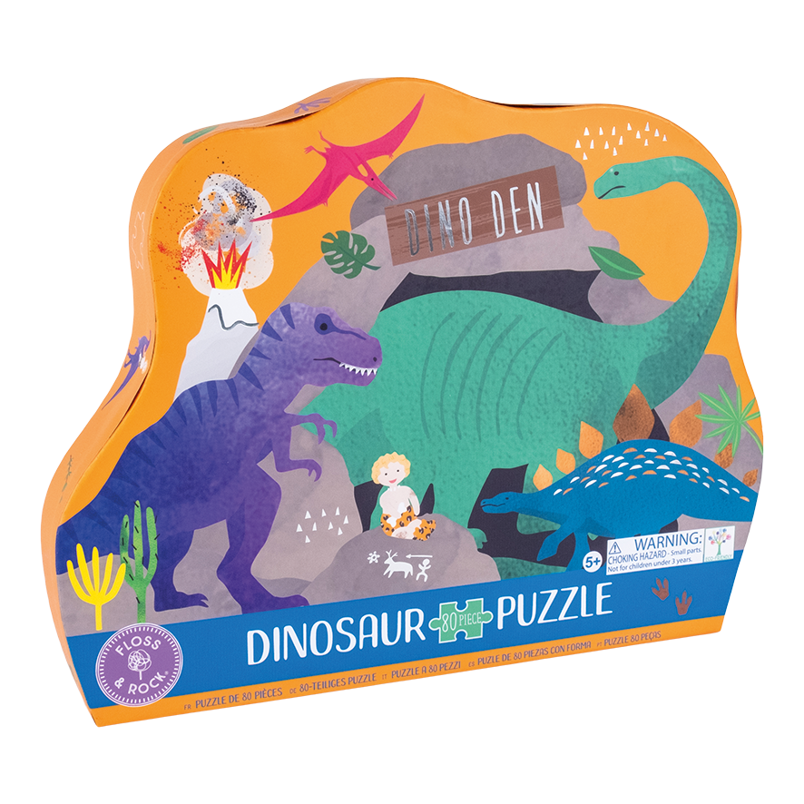 Floss &amp; Rock Dino Shaped Puzzle – 80 Piece