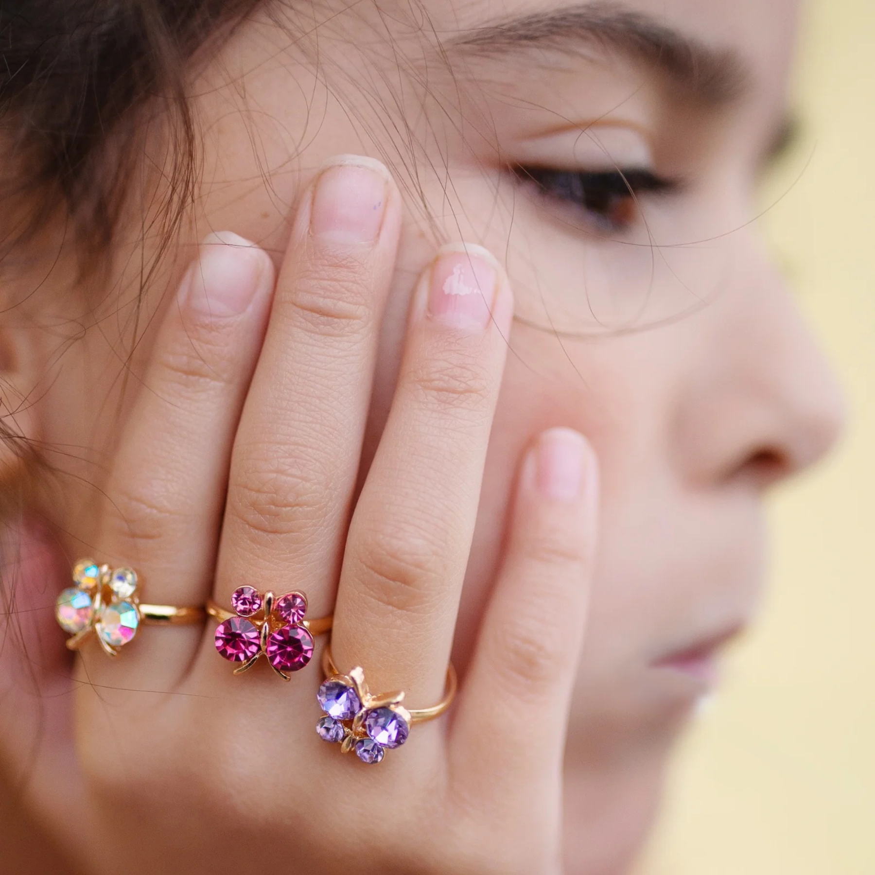 Great Pretenders Boutique Butterfly Gem Ring Set (3 Piece)