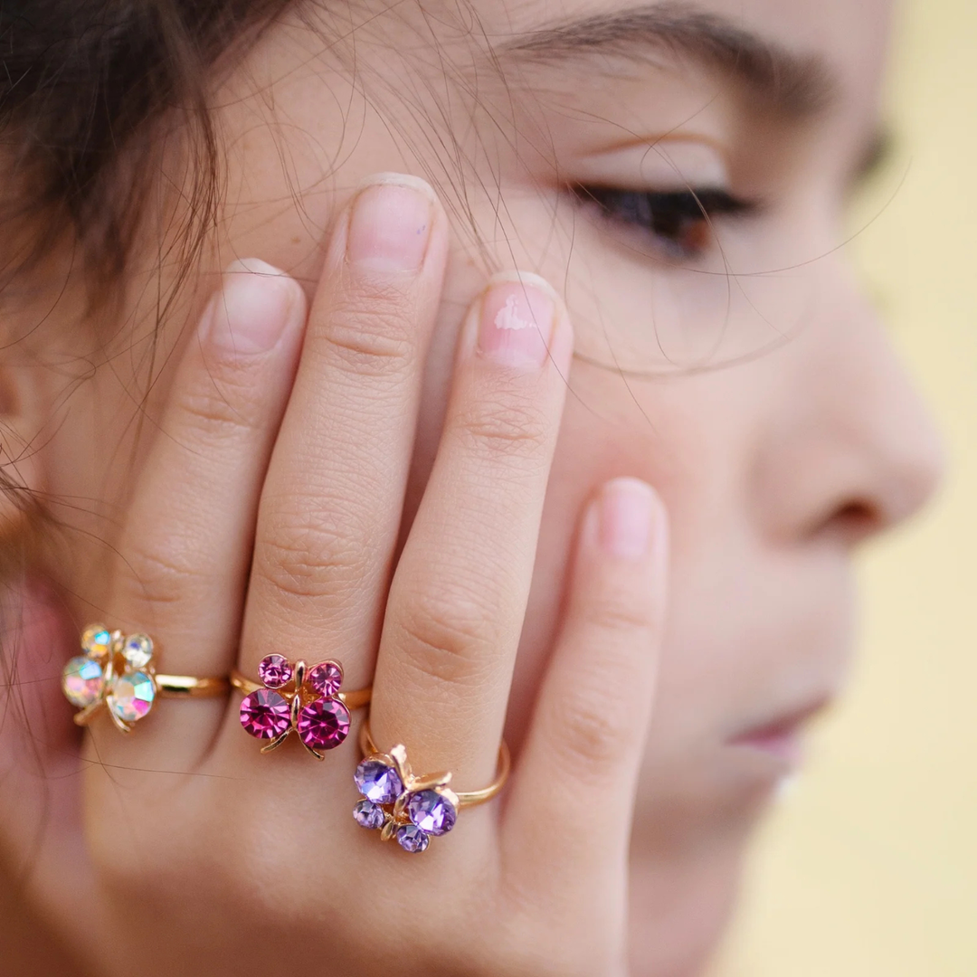 Great Pretenders Boutique Butterfly Gem Ring Set (3 Piece)