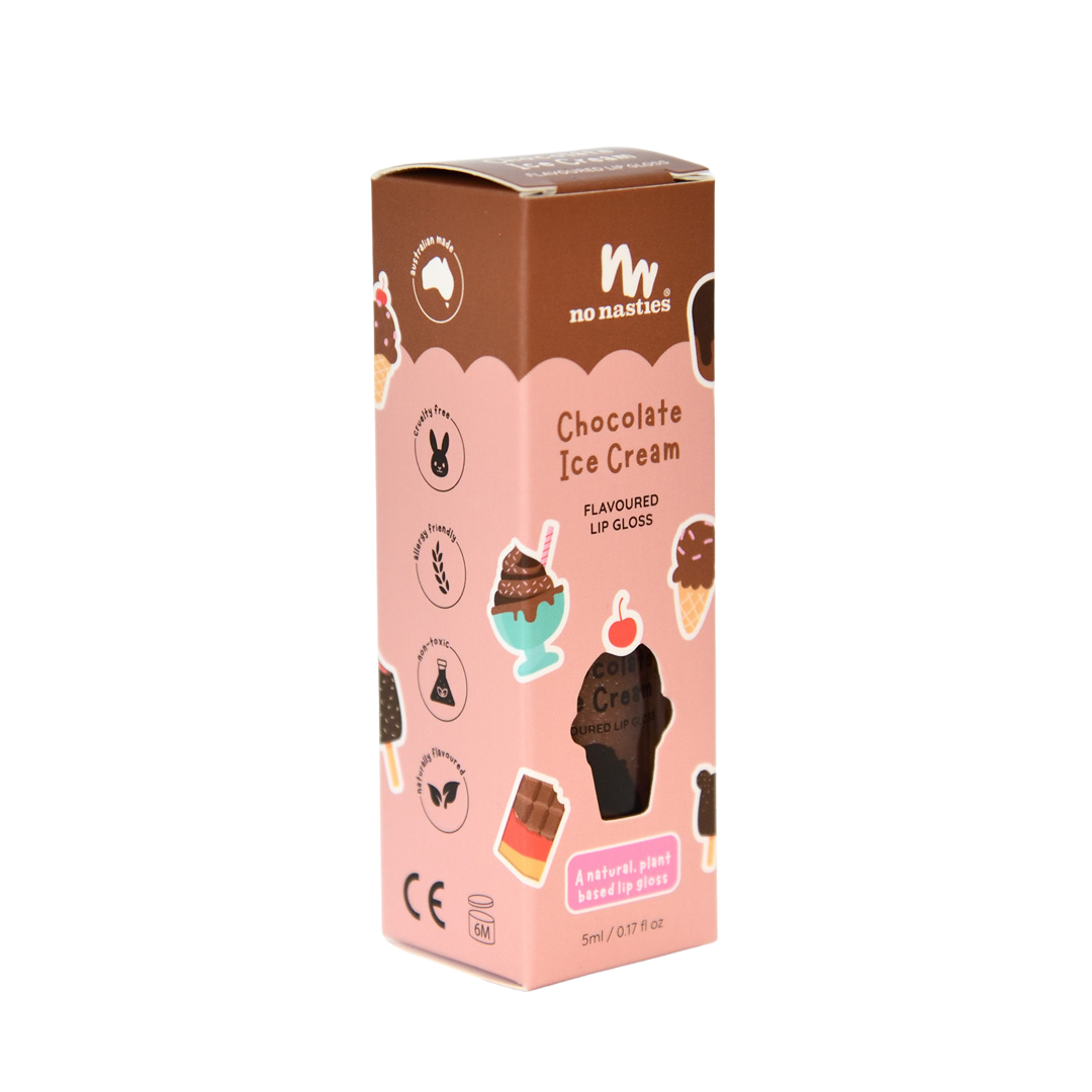 No Nasties Kids Lip Gloss Wand – Chocolate Ice Cream