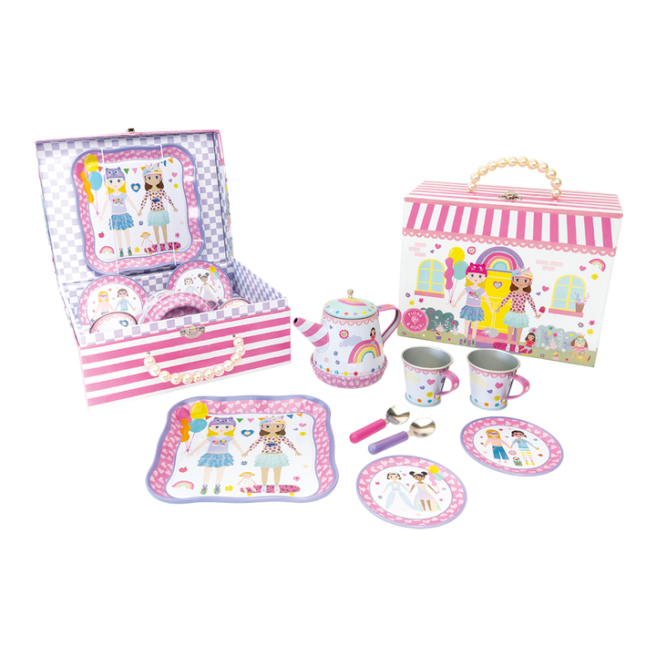 Floss &amp; Rock Musical Tin Tea Set – Best Friends (9 Piece)