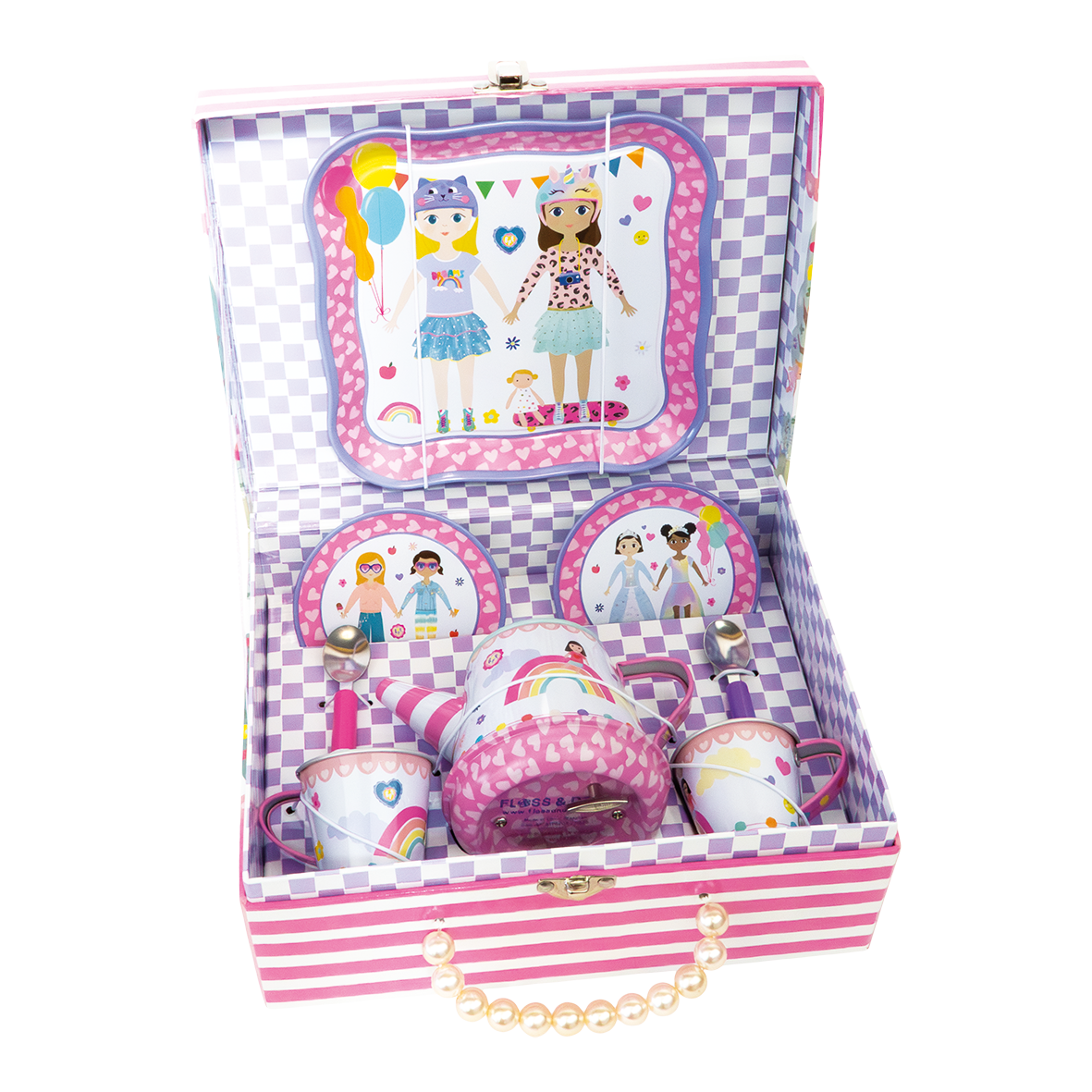 Floss & Rock Musical Tin Tea Set – Best Friends (9 Piece)