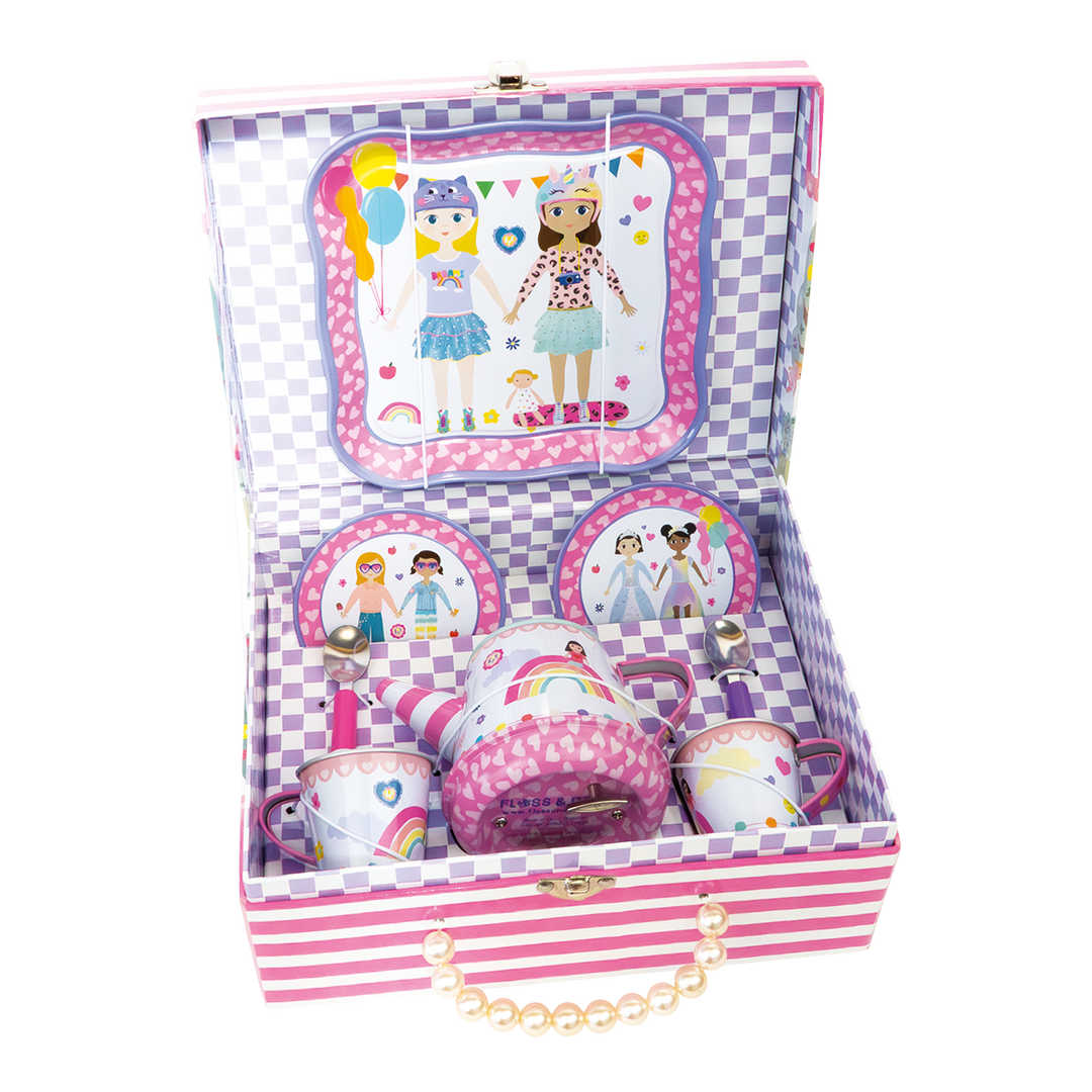 Floss &amp; Rock Musical Tin Tea Set – Best Friends (9 Piece)