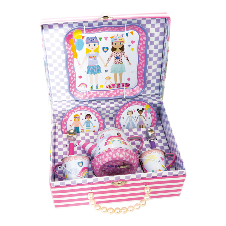 Floss &amp; Rock Musical Tin Tea Set – Best Friends (9 Piece)