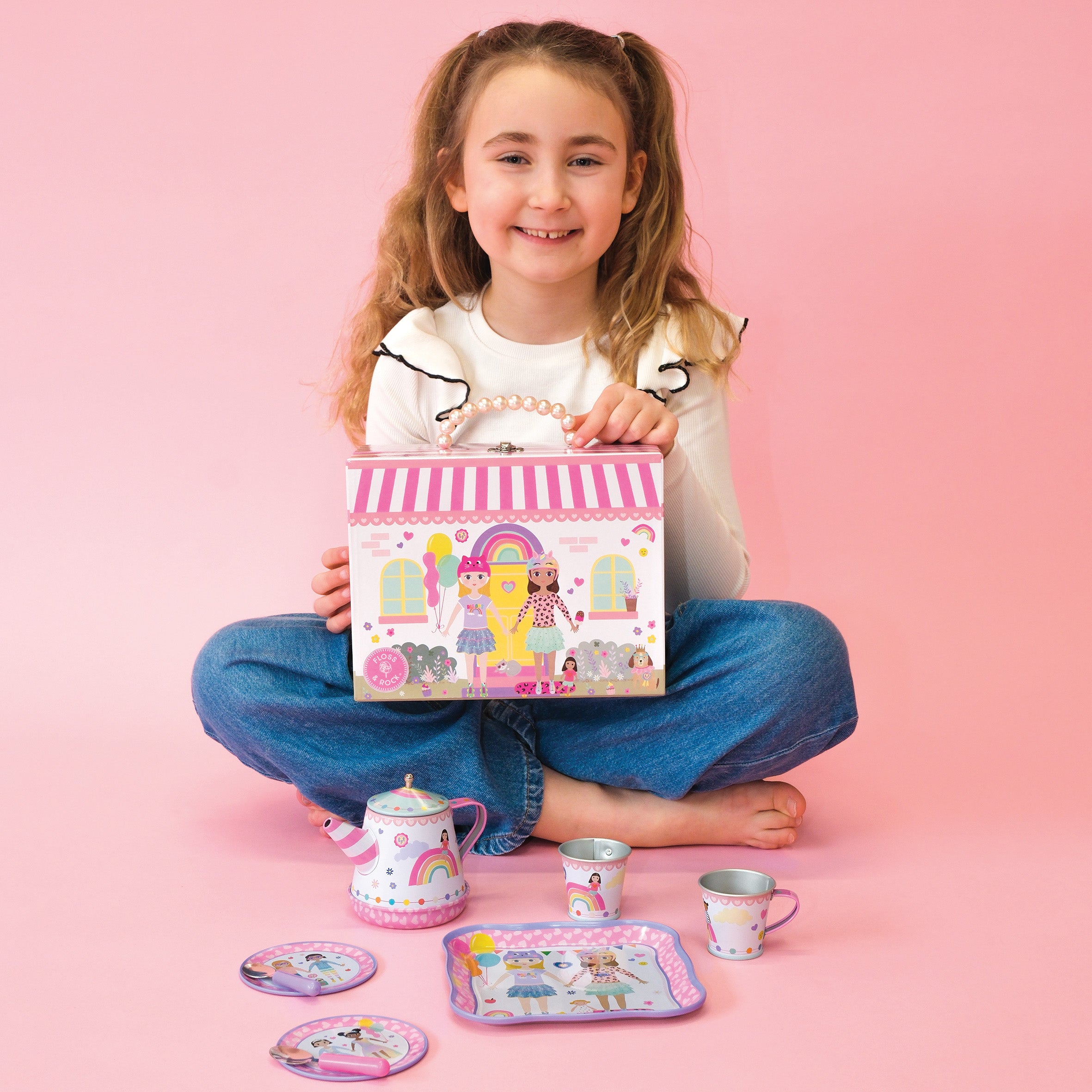 Floss & Rock Musical Tin Tea Set – Best Friends (9 Piece)