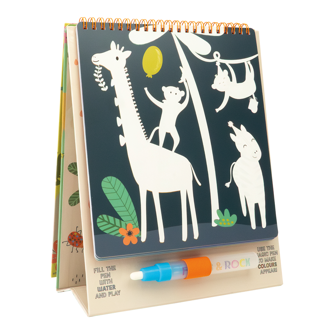 Floss &amp; Rock Magic Colour Changing Water Card Easel &amp; Pen – Jungle Party