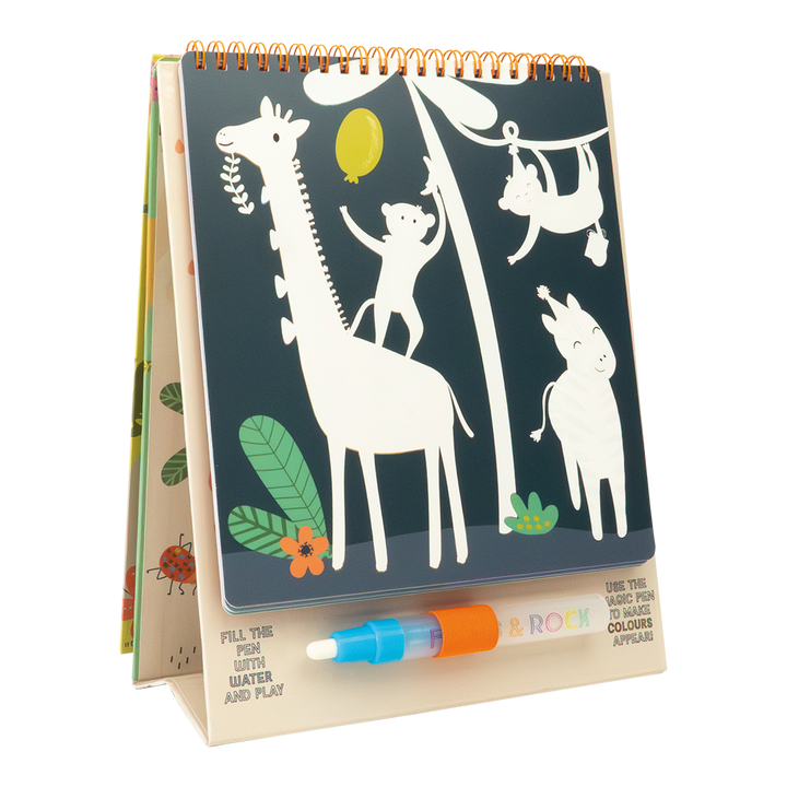 Floss &amp; Rock Magic Colour Changing Water Card Easel &amp; Pen – Jungle Party