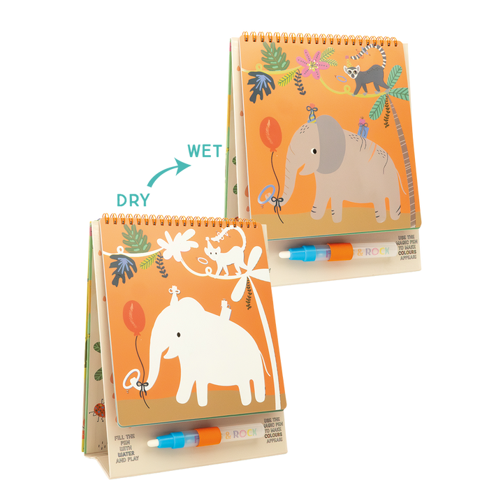 Floss &amp; Rock Magic Colour Changing Water Card Easel &amp; Pen – Jungle Party