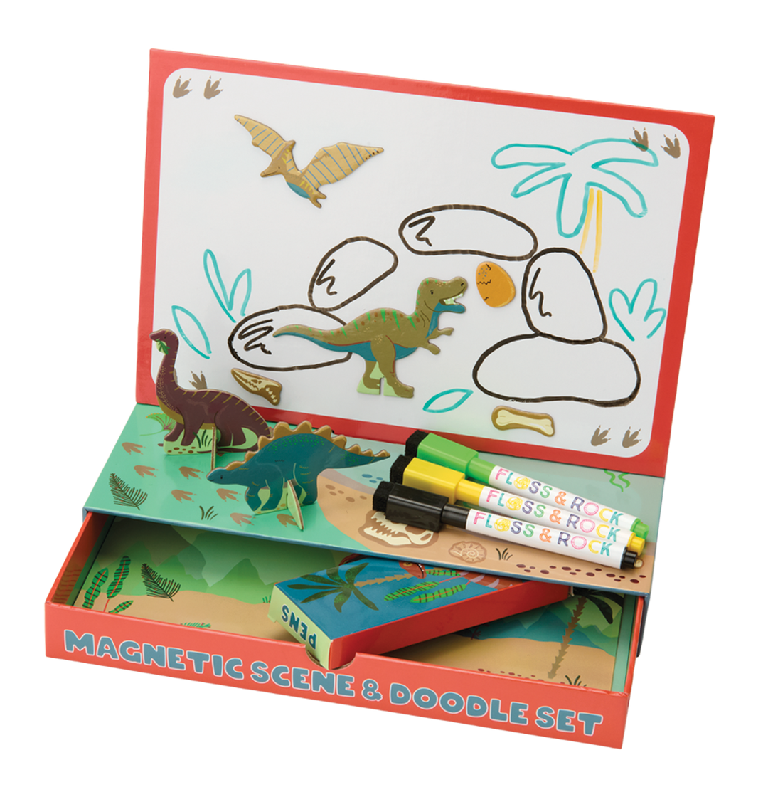Floss &amp; Rock Magnetic Scene &amp; Doodle Set – Dinosaur