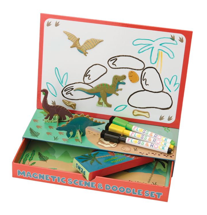 Floss &amp; Rock Magnetic Scene &amp; Doodle Set – Dinosaur
