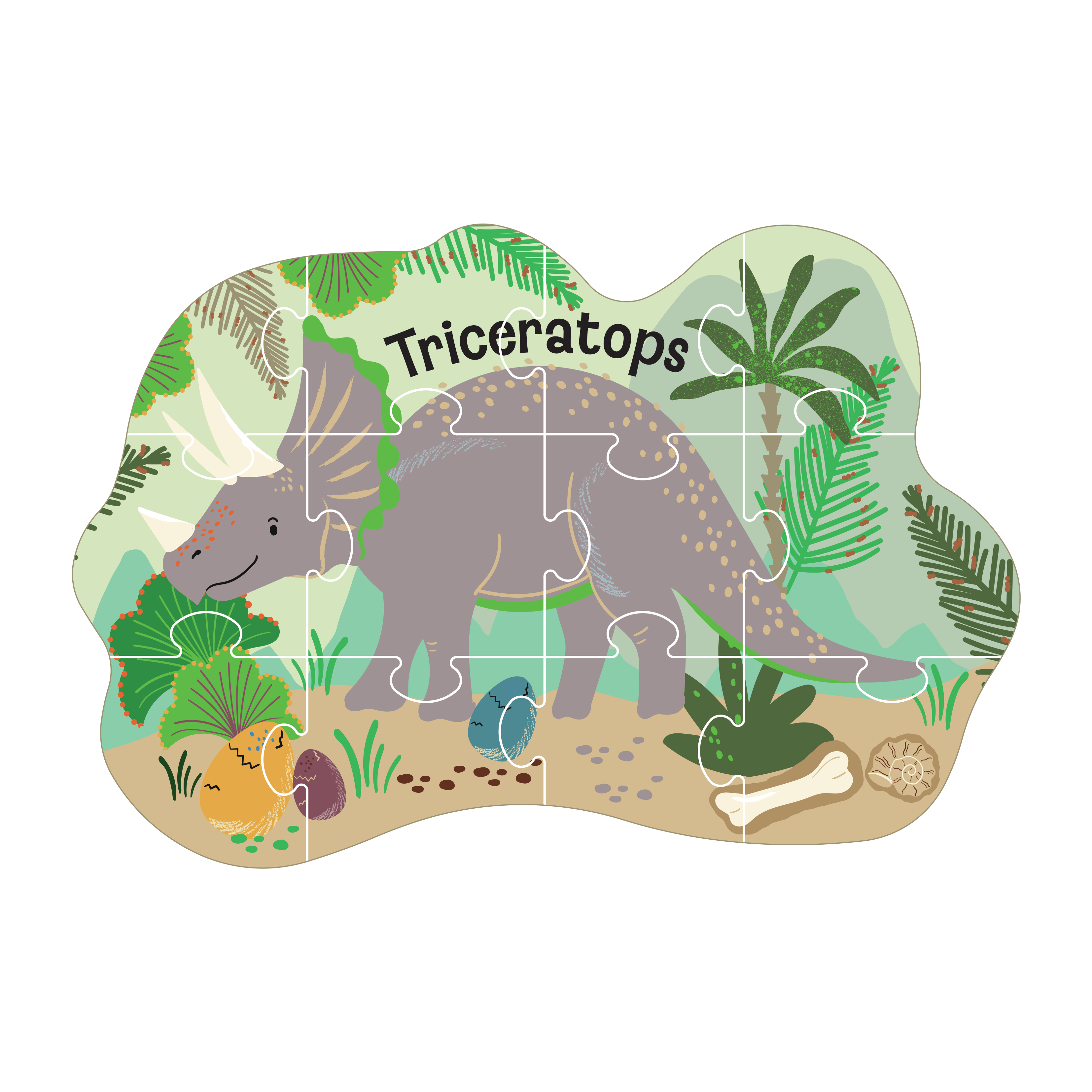 Floss & Rock Shaped Puzzle – Dinosaur (12 Piece)
