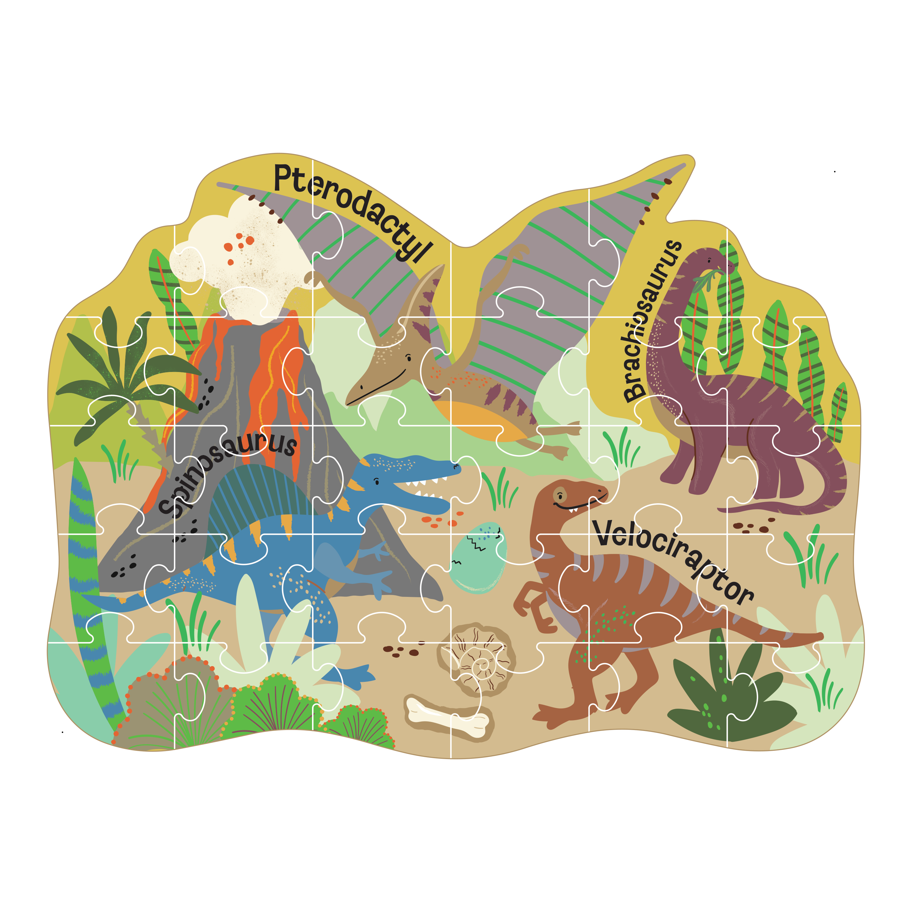 Floss & Rock Shaped Puzzle – Dinosaur (30 Piece)