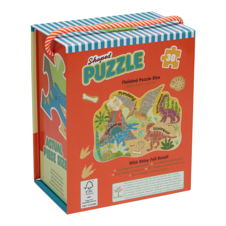 Floss &amp; Rock Shaped Puzzle – Dinosaur (30 Piece)