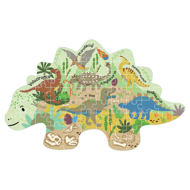 Floss &amp; Rock Shaped Puzzle – Dinosaur (60 Piece)