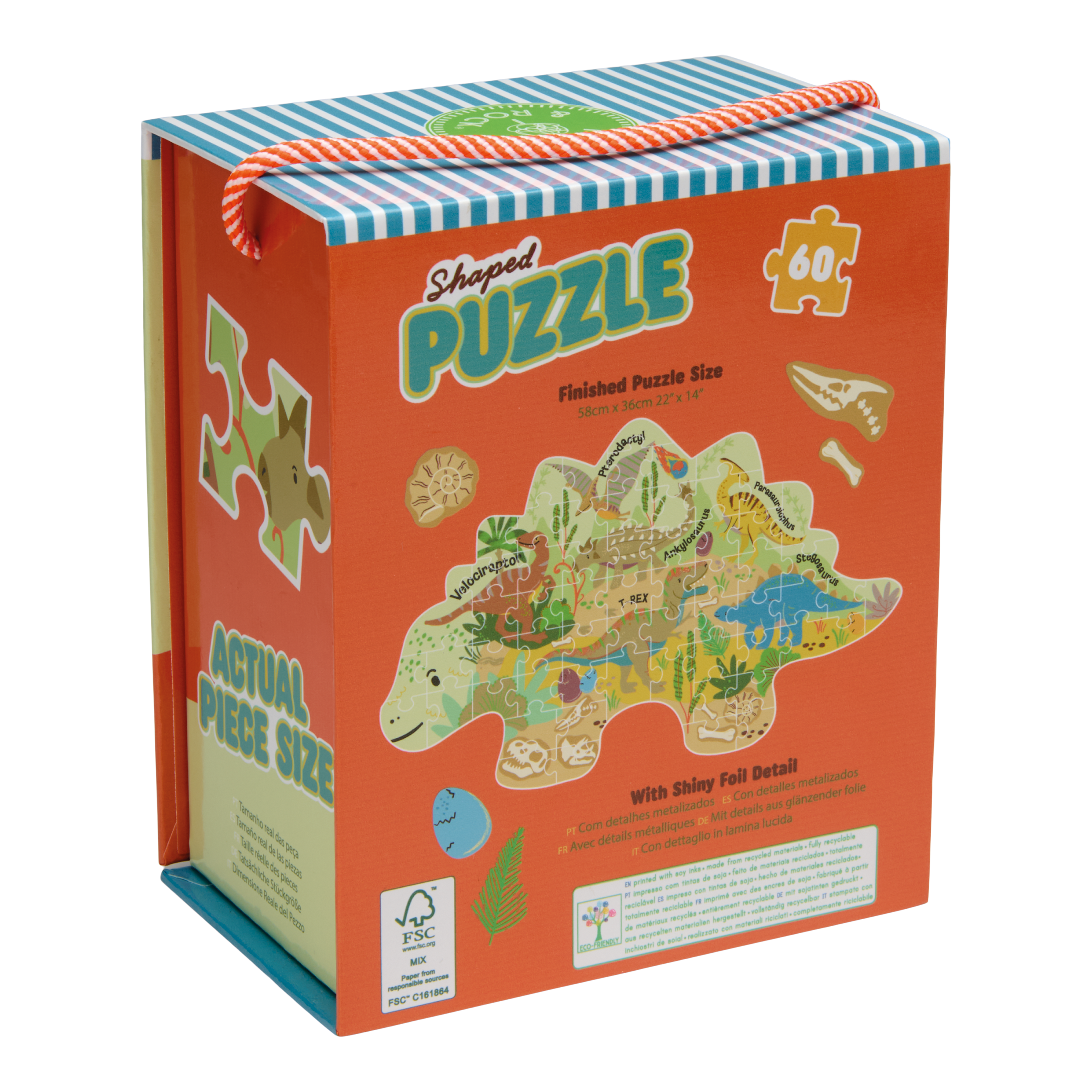 Floss & Rock Shaped Puzzle – Dinosaur (60 Piece)