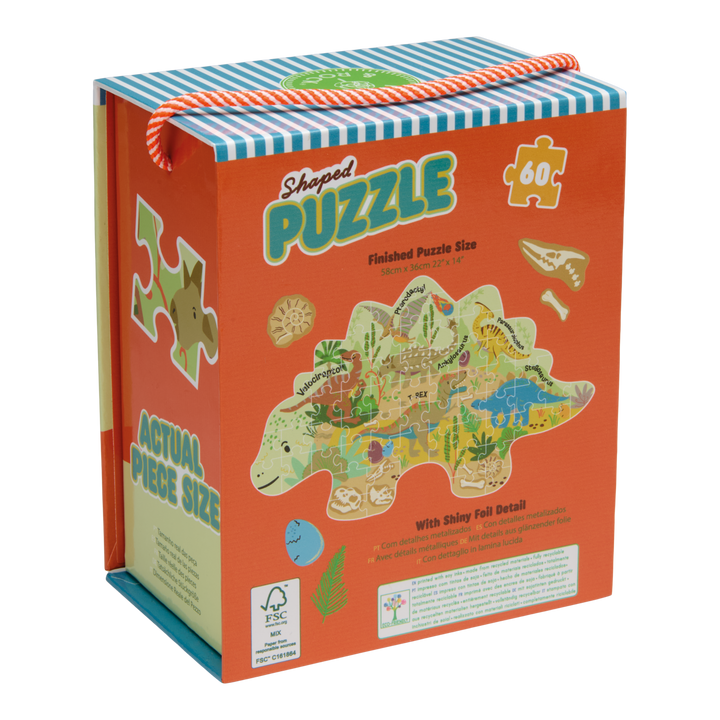Floss &amp; Rock Shaped Puzzle – Dinosaur (60 Piece)