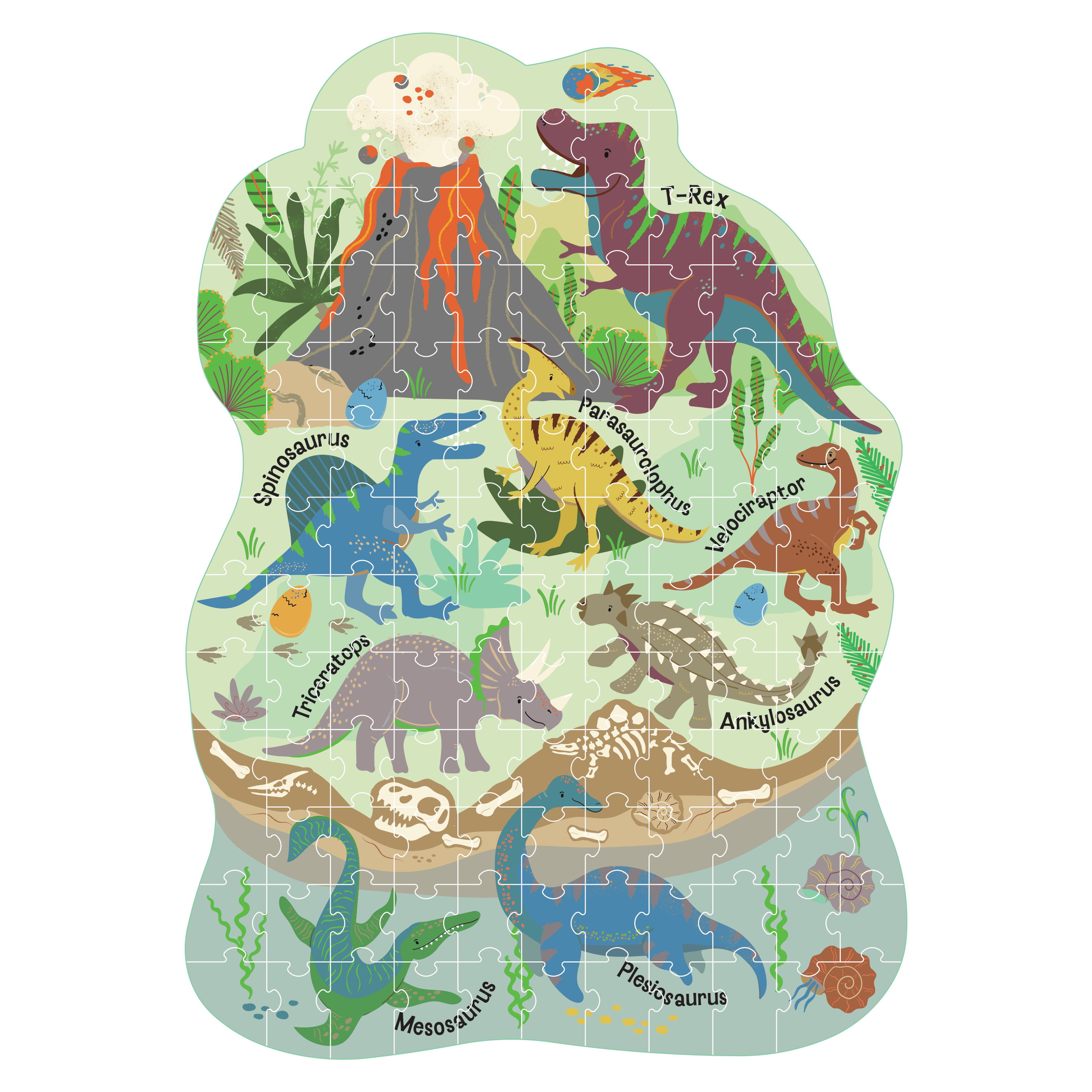 Floss & Rock Shaped Puzzle – Dinosaur (120 Piece)