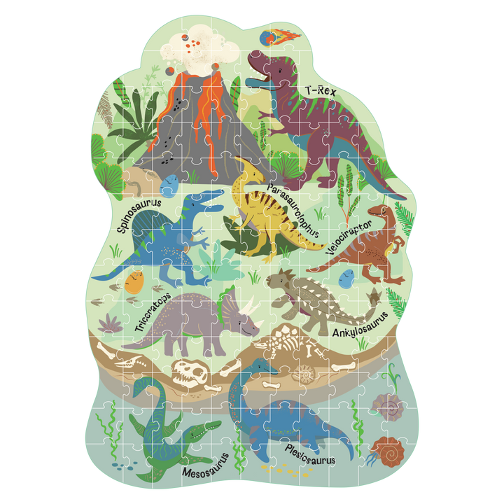 Floss &amp; Rock Shaped Puzzle – Dinosaur (120 Piece)