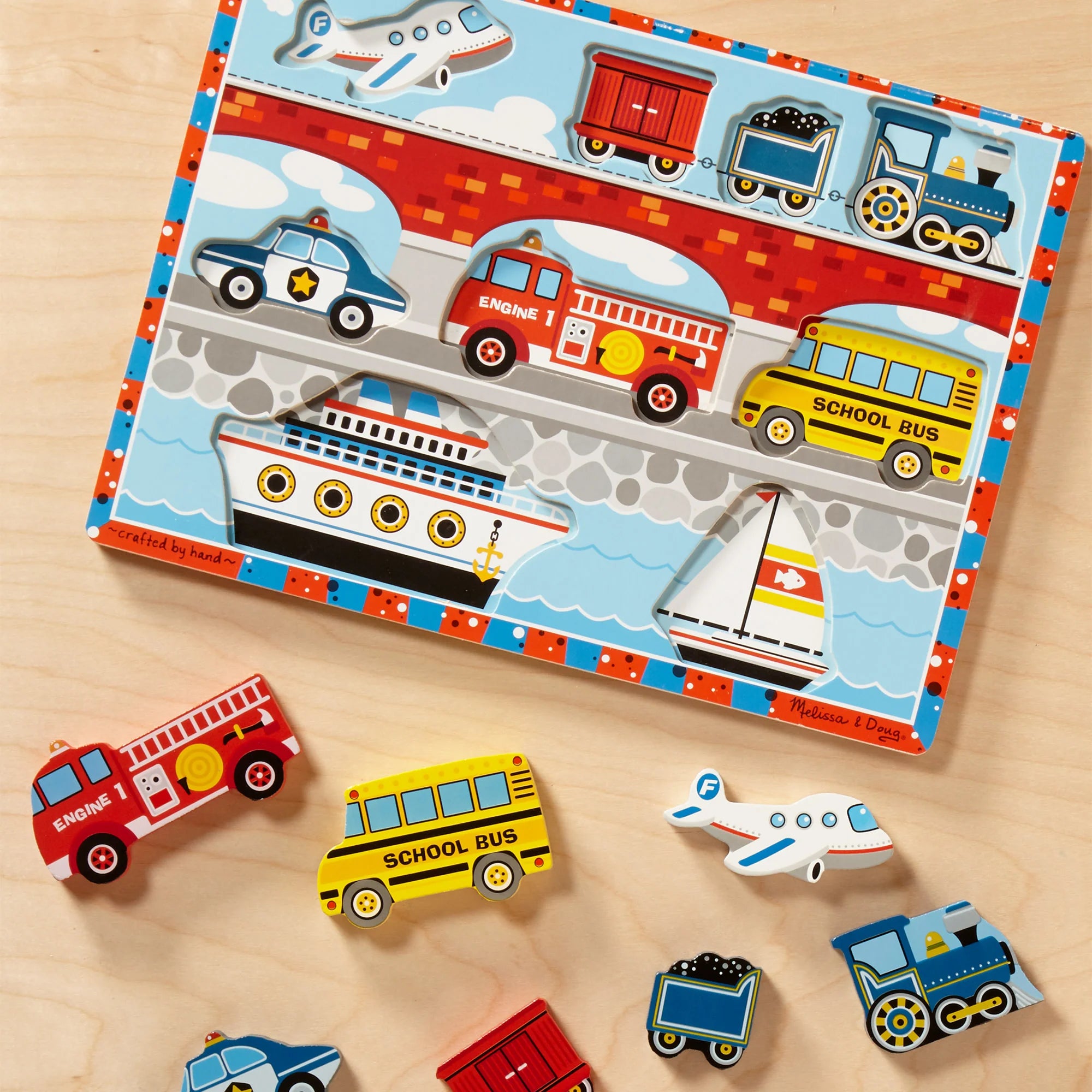 Melissa & Doug Vehicles Chunky Puzzle – 9 Pieces