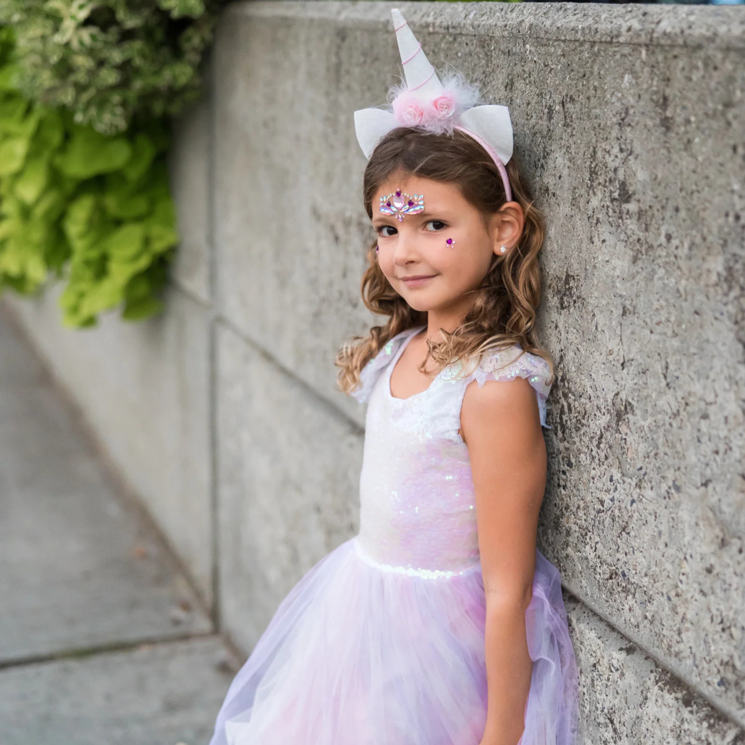 Great Pretenders Dreamy Unicorn Dress with Headband – Iridescent Pink