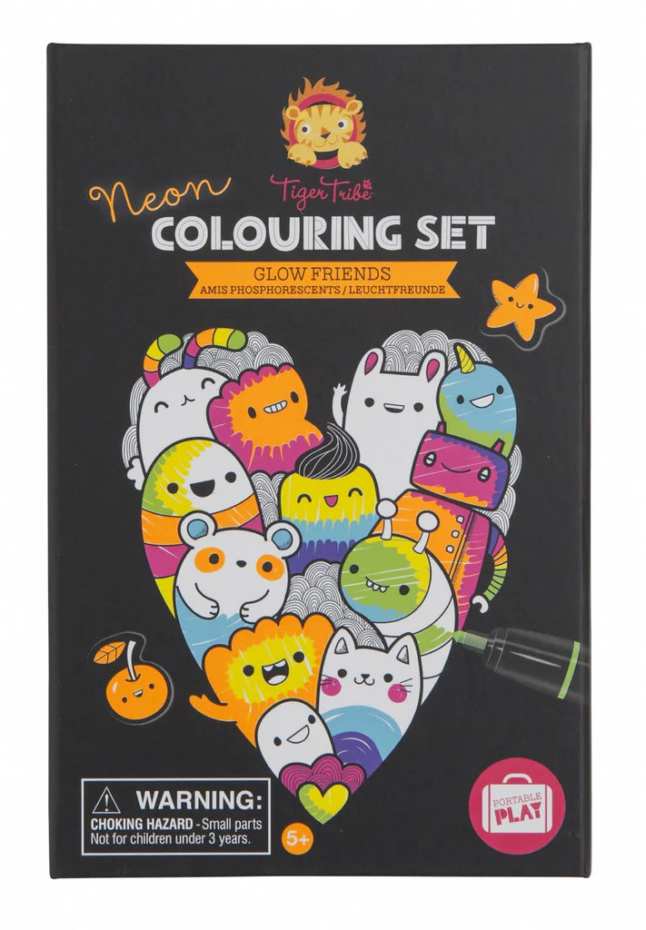 Tiger Tribe Neon Colouring Set – Glow Friends