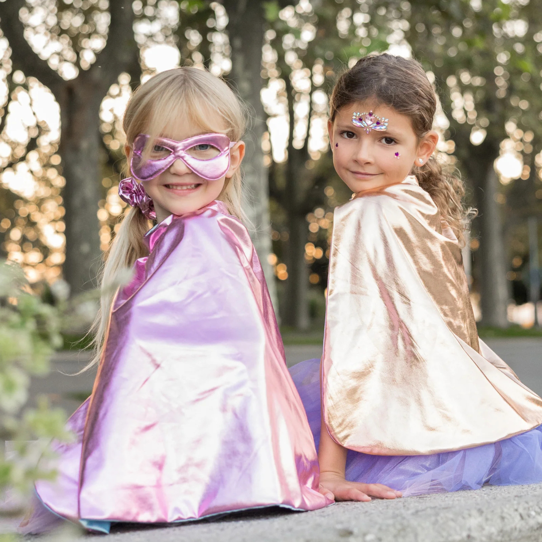 Great Pretenders Super-Duper Tutu Skirt, Cape &amp; Mask Play Costume Set – Metallic Rose &amp; Lilac