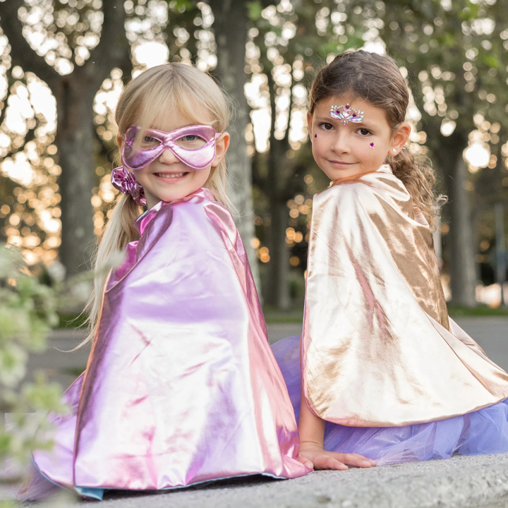 Great Pretenders Super-Duper Tutu Skirt, Cape &amp; Mask Play Costume Set – Metallic Rose &amp; Lilac