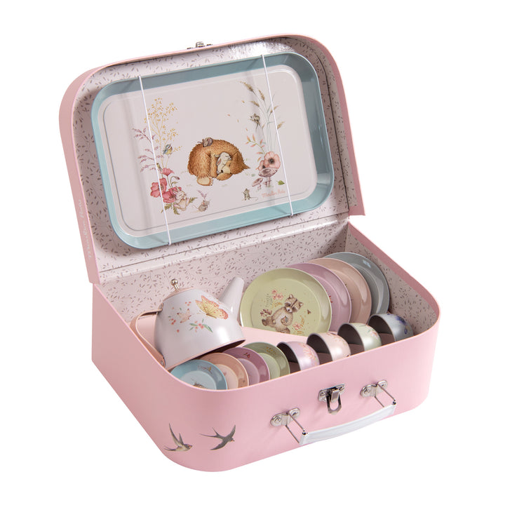 Moulin Roty Les Rosalies Tin Tea Set in Suitcase