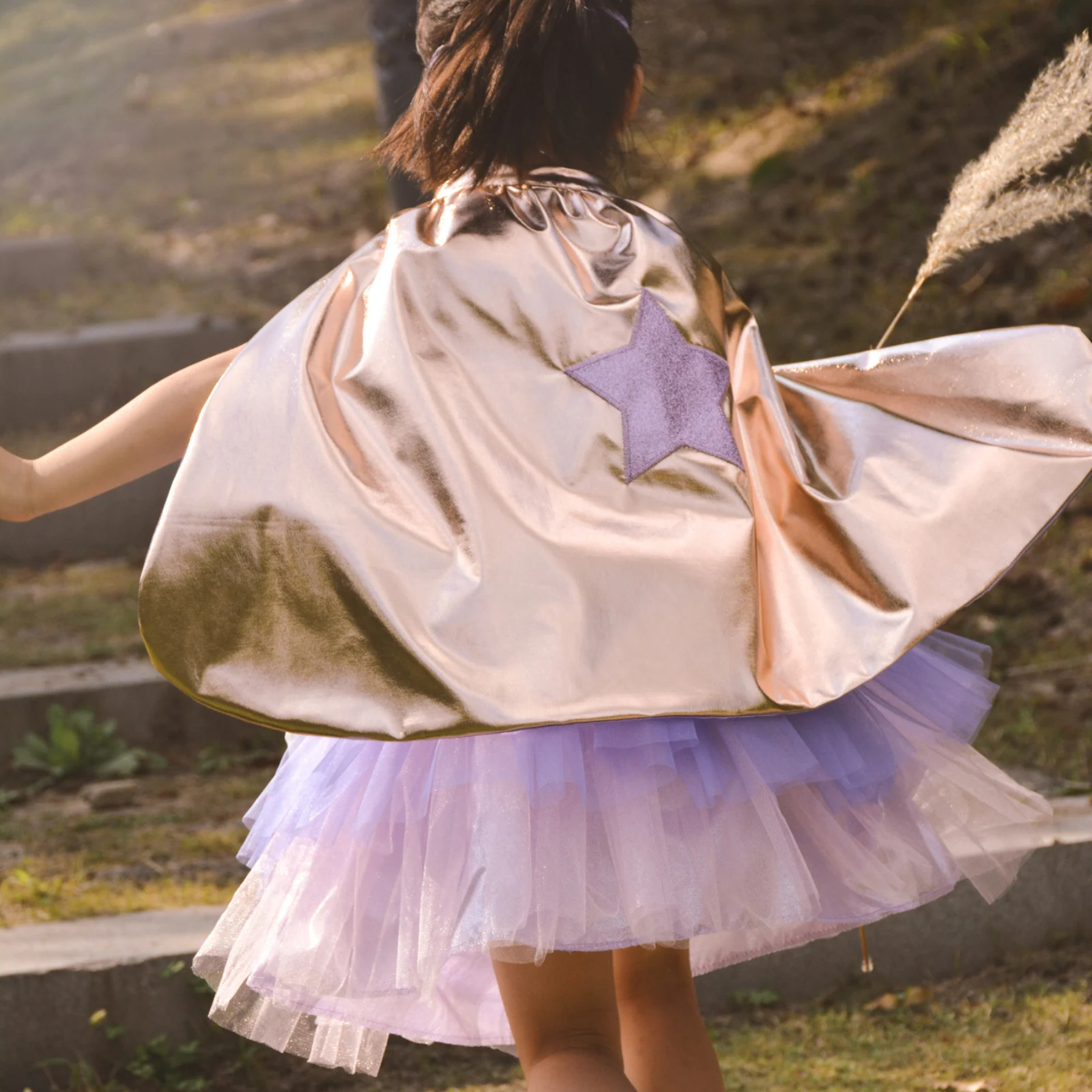 Great Pretenders Super-Duper Tutu Skirt, Cape & Mask Play Costume Set – Metallic Rose & Lilac