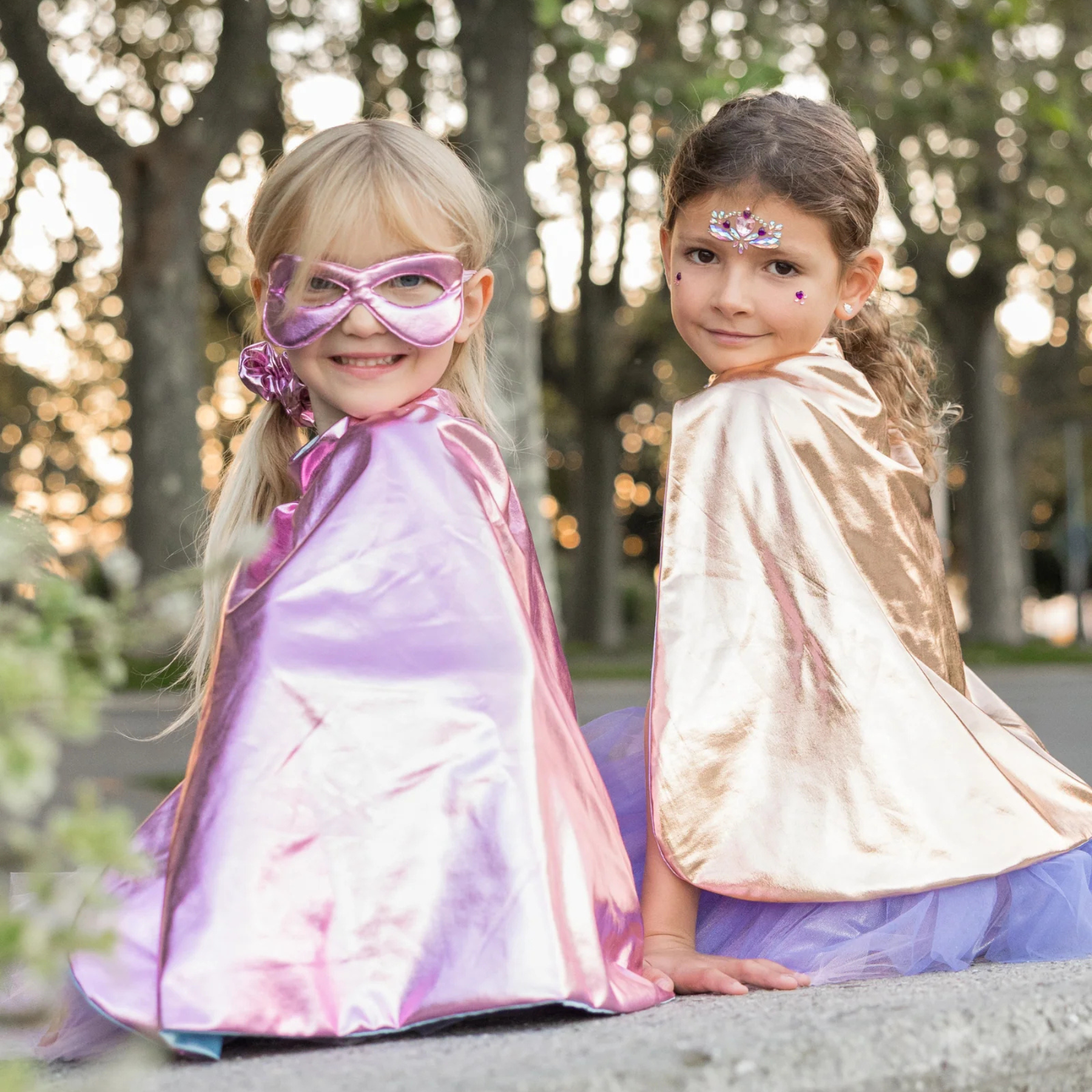 Great Pretenders Super-Duper Tutu Skirt, Cape & Mask Play Costume Set – Metallic Pink & Light Blue